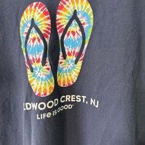 Life Is Good Blue Women's T-Shirt Wildwood Crest NJ FLAW